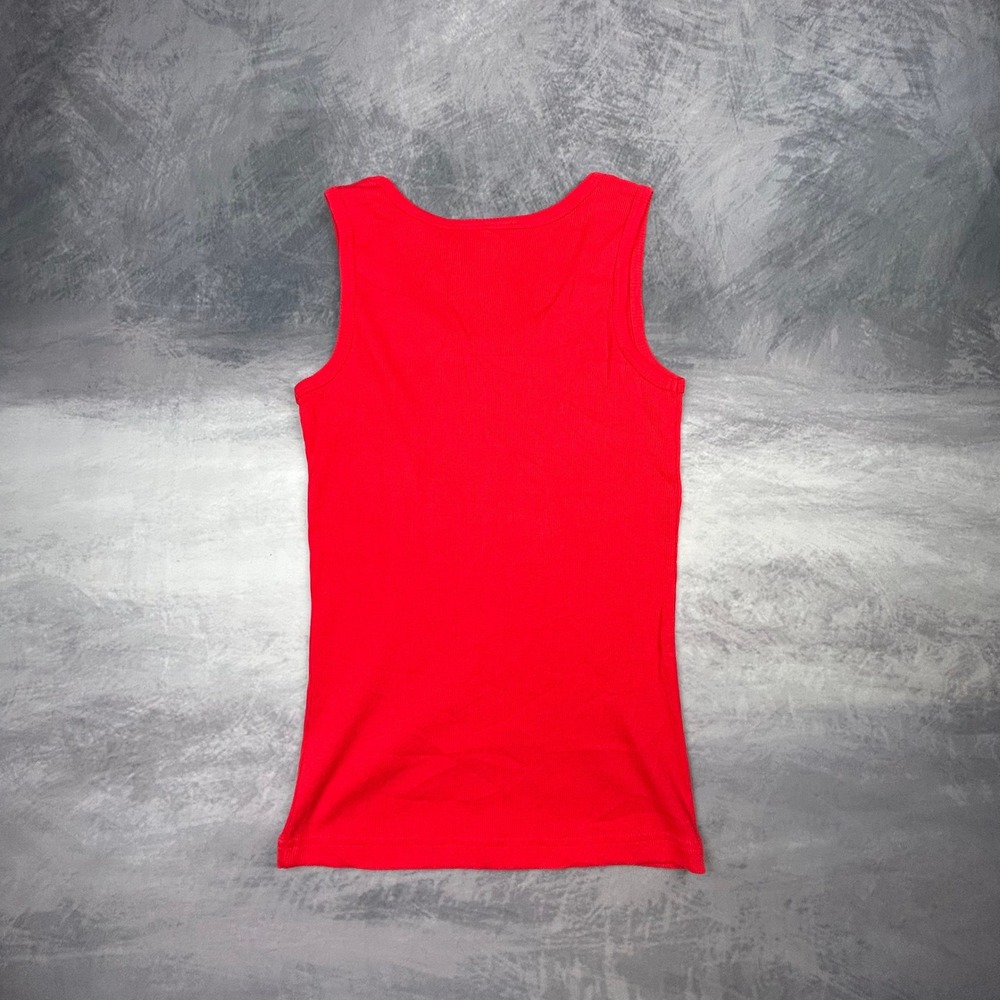 Get Lucky USA Red Rhinestone Ribbed Tank Top Women Medium Y2K Vintage Streetwear - Picture 7 of 8